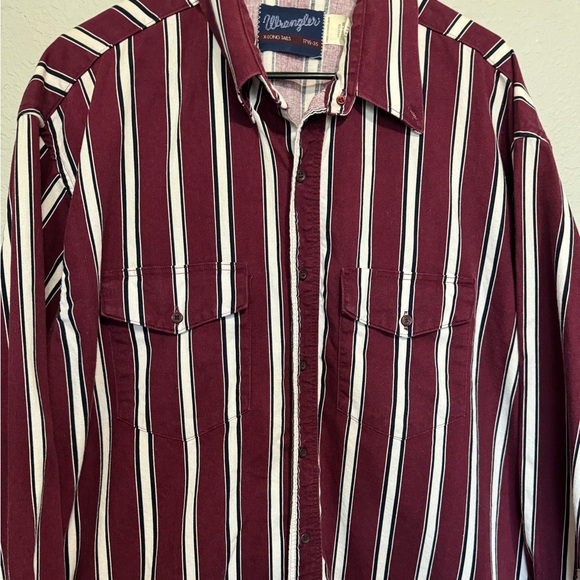 Vintage Wrangler Shirt Men Red Western
Striped Rodeo Cowboy 17.5 X 35 - Picture 6 of 11